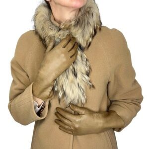 Vintage Lavabile tan brown leather 10.5 inches long gloves 6 1/2